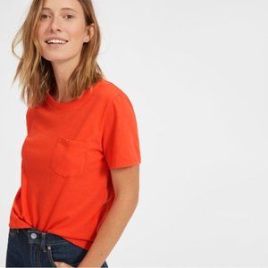 Everlane Cotton Box-cut Pocket Tee in Poppy (Small/Red)
